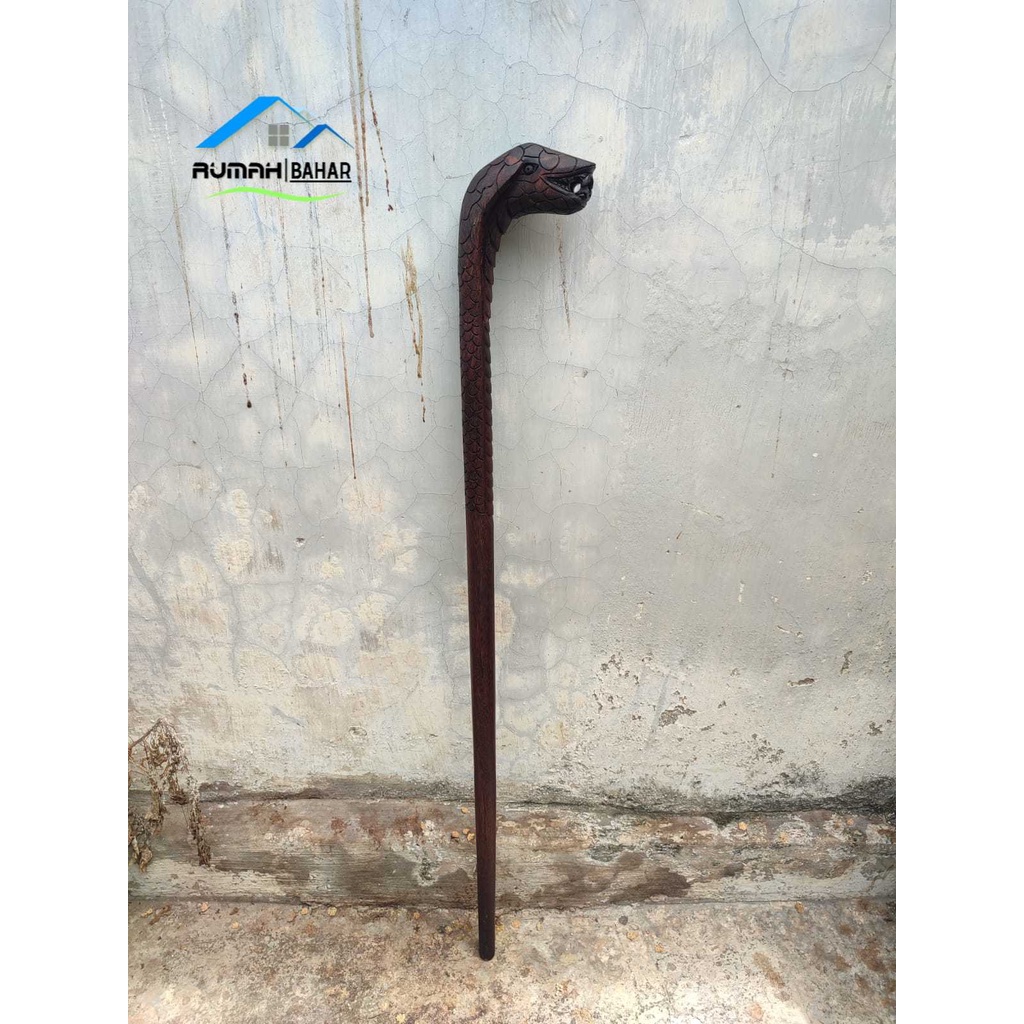 Tongkat Jalan Kayu Galih Asem Ukir Ular Terbaru