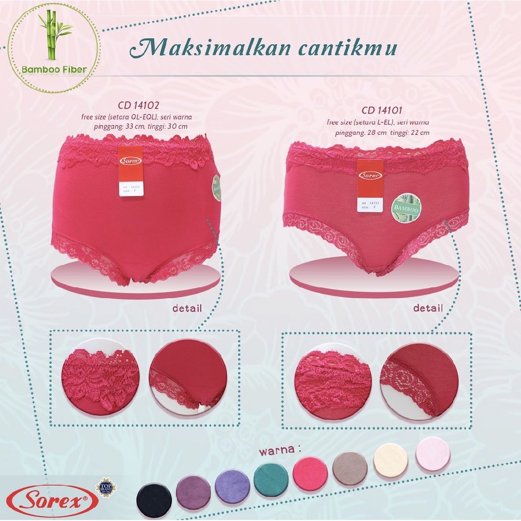 CD CELANA DALAM SOREX BAMBOO FIBER JUMBO 14102 ; 14101 ; 31635 ; 31636 ; 16350 CD FASHION EXTRA SIZE