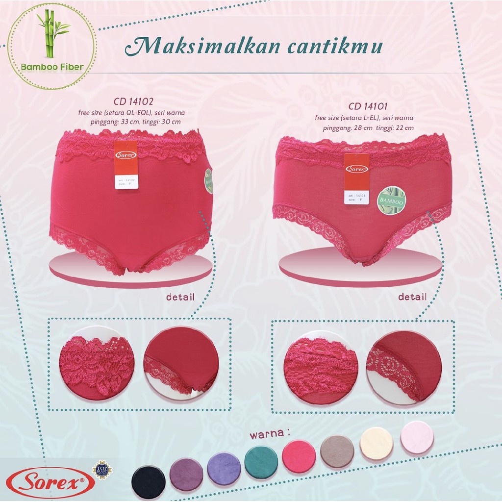 CD CELANA DALAM SOREX BAMBOO FIBER JUMBO 14102 ; 14101 ; 31635 ; 31636 ; 16350 CD FASHION EXTRA SIZE