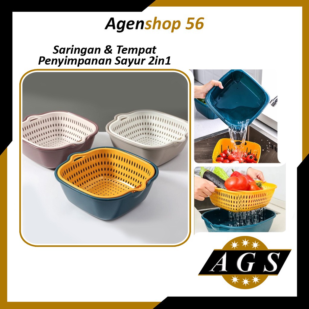 [AGS] saringan &amp; tempat penyimpanan sayuran 2in1 portable kitchen