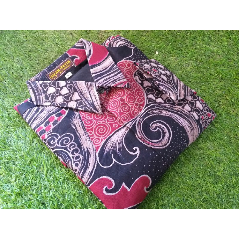 SAUNAJA KLASIK MERAH baju batik pria lengan panjang modern S M L XL XXL BAJU PREMIUM BSO OFFICIAL 1