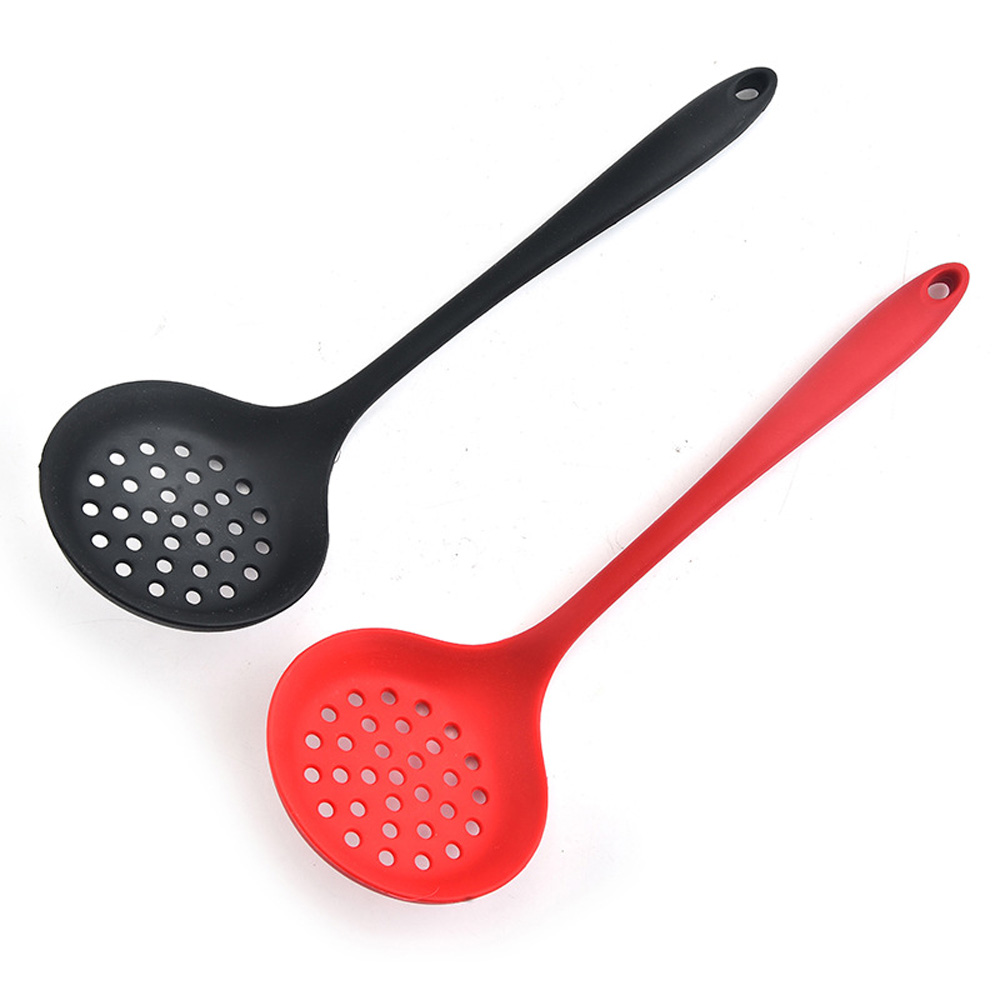 REBUY Multifunction Strainer Heat Resistant Oil Skimmer Filter Spoon Long Handle Kitchen Silicone Non-Stick Home Cooking Tool Colander/Multicolor