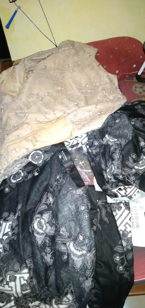 Set Batik Couple Muthia Brown (kemeja, Rok Span, Dan Kebaya Free Slendang)