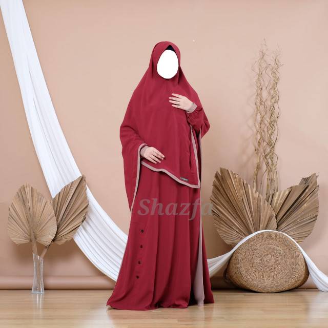 Gamis set jilbab  syari Shazfa Shopee Indonesia