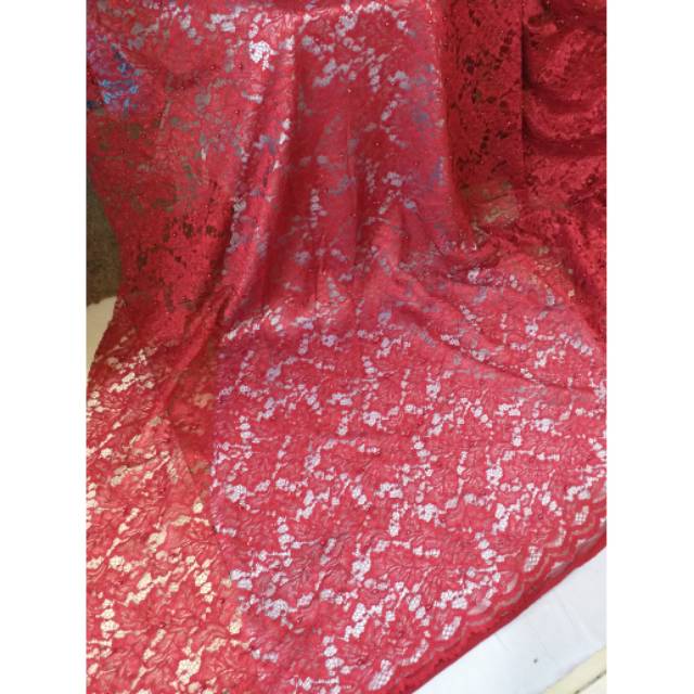 Bahan Kain Brukat Fatmawati Gliter Pakai Mutiara Buat kebaya Baju kurung Dan Gamis