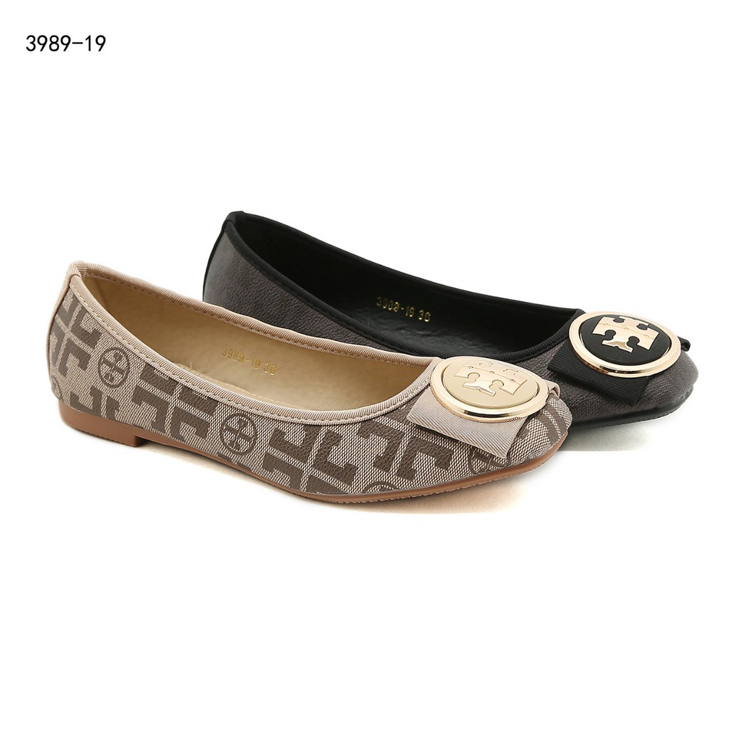 Leather and Canvas Flat Shoes  #3989-19