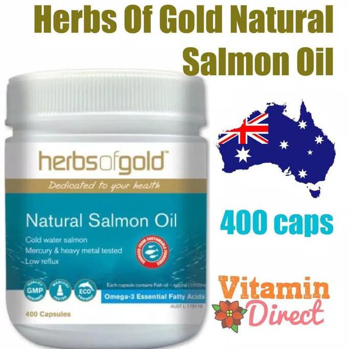 Herbs of Gold Natural Salmon Oil 400 capsules - Minyak ikan Omega 3 EKONOMIS