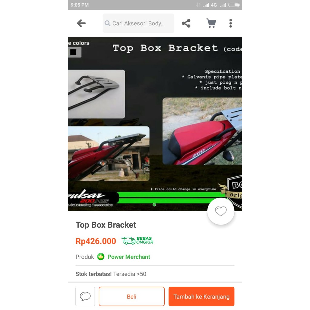 Top Box Bracket Pulsar 200ns