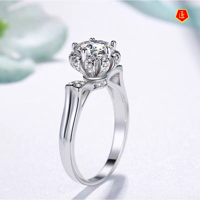 [Ready Stock]Cat Ear Crown Bud Ring Pt950 Platinum Moissanite