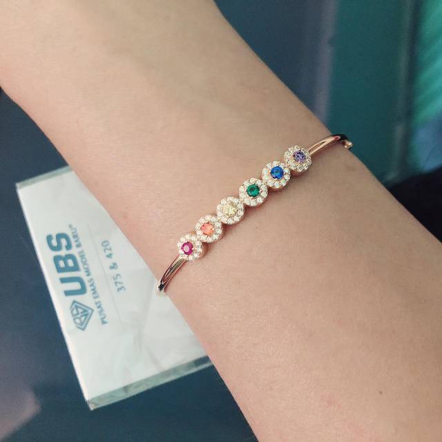 Gelang bangle rainbow circle kadar 375 8K UBS