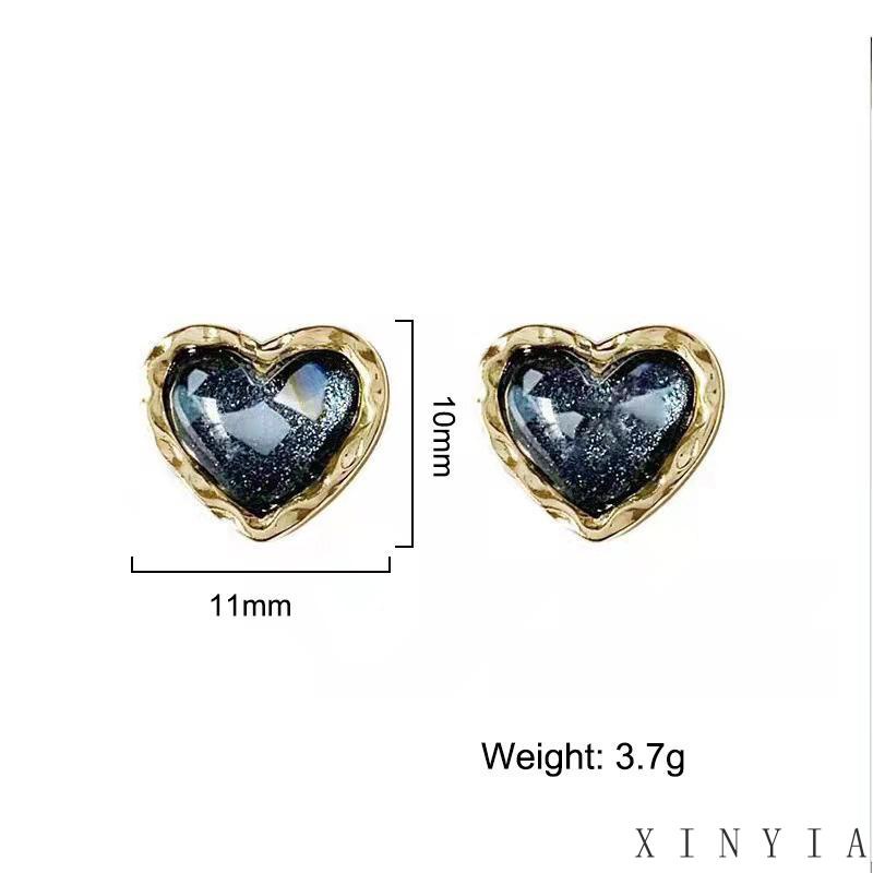 Anting Stud Bentuk Hati Warna Emas Untuk Wanita