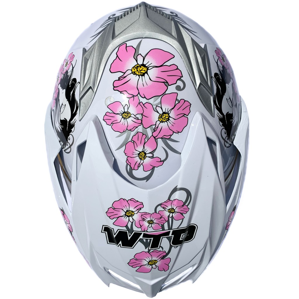 [Helm Dewasa] WTO Helmet Vision - Flower Ladies - White