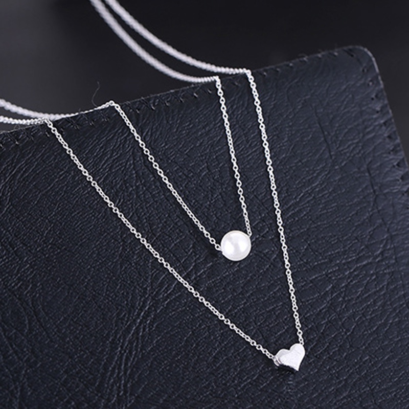 COD❤Kalung Mutiara Ganda Sederhana Rantai Klavikula Pendek Multilayer Kalung Hadiah Ulang Tahun Wanita