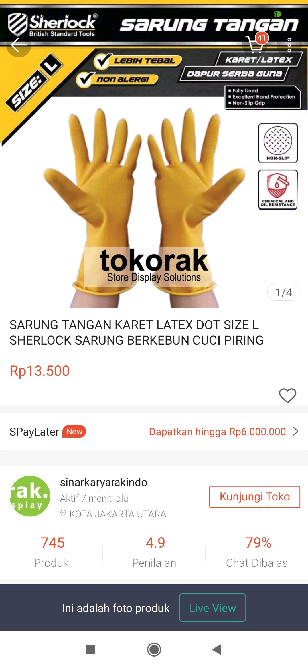 Sarung Tangan Karet Latex Dot Size L Sherlock Sarung Berkebun Cuci Piring Kendaraan
