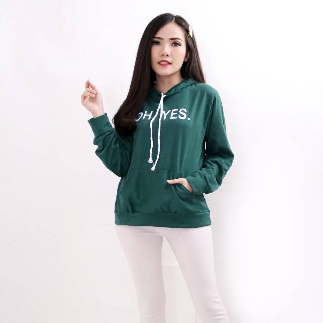 Terbaru!!! Sweater Hoodie Wanita/OH YES /ukuran M, L, XL-1