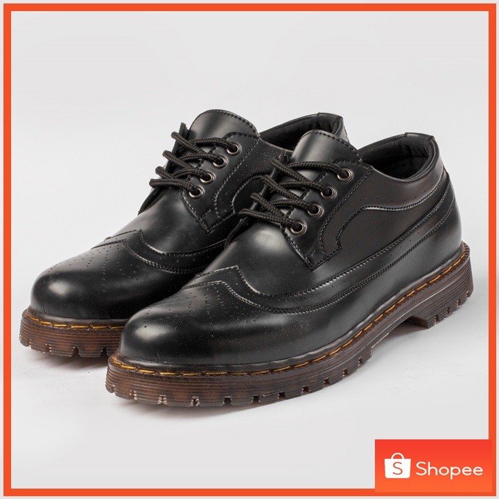 Sepatu Kulit Dokmart Sepatu Docmart Pendek Sepatu Dokmart Kulit Casual Original - Moza Black