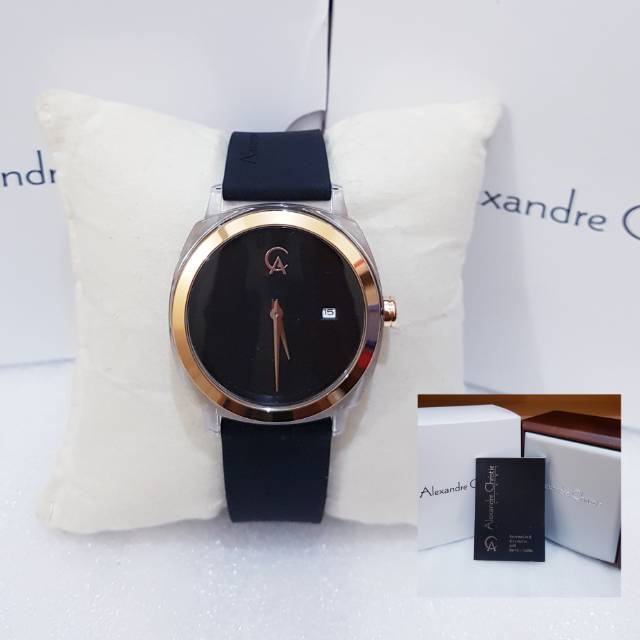 ALEXANDRE CHRISTIE AC 2763 BLACK ROSEGOLD JAM TANGAN WANITA ORIGINAL