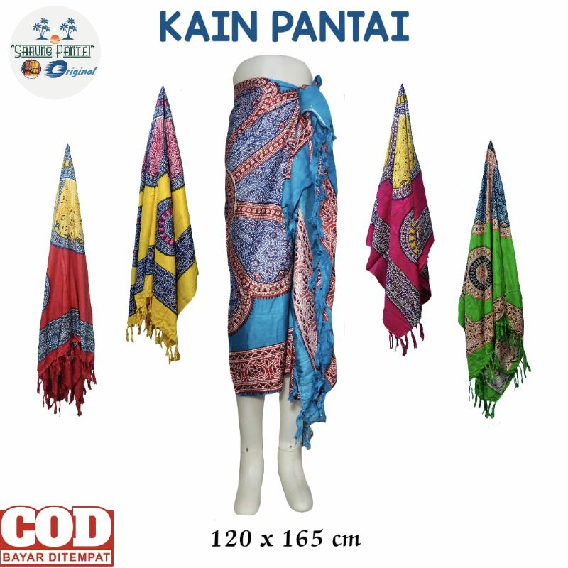 Kain bali / Kain pantai motif teratai ukuran 120x165 cm/ kain buat santai / kain bali murah bahan katun rayon sembilanmode