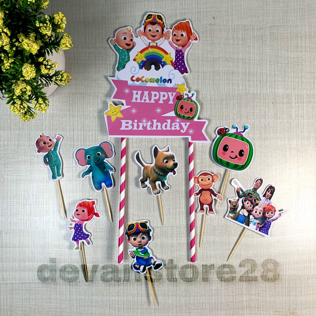 

Topper Cocomelon Ulang Tahun Hiasan Kue Ulang tahun Birthday cake Dekorasi Termurah