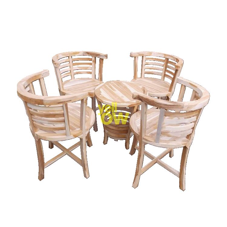 Kursi Teras Set 4 Kursi Kayu Jati Minimalis Bangku Kafe Hotel Villa