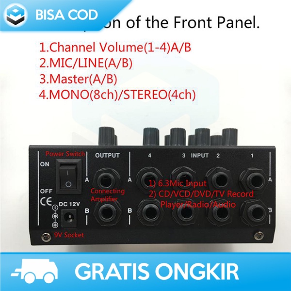 MIXER PODCAST KARAOKE BY WEITESI 8 CHANNEL INPUT MIKROFON PORTABLE ORI