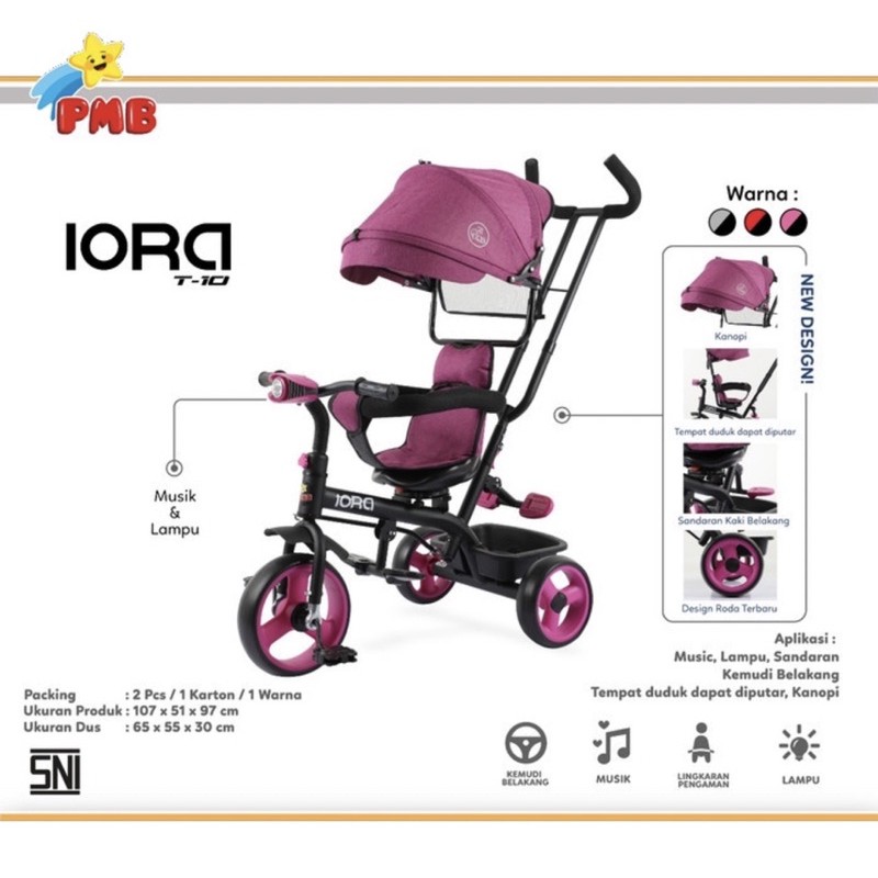 Tricycle PMB IORA T 10 T 15 T 22 Baby Stroller T10 T15 T22 Kereta Dorong Anak Bayi Dorongan Anak Bayi T09 T 09 T11 T 11 T17 T 17 T18 T 18 T21 T 21 T23 T 23