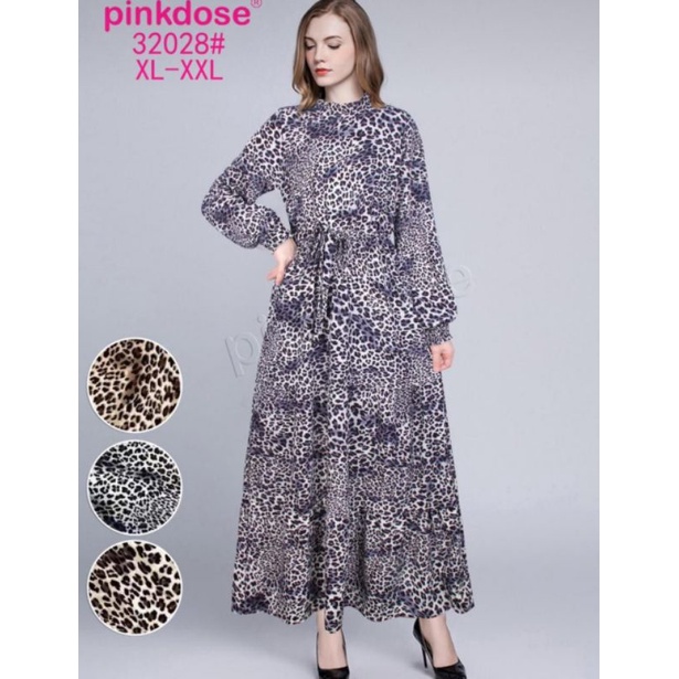 Gamis leopart import/pinkdose