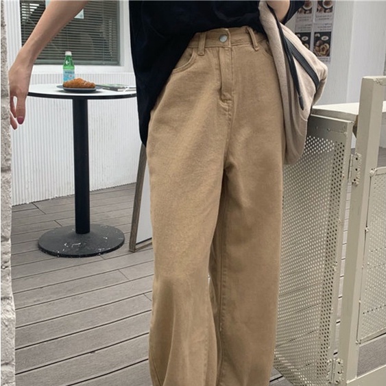 Korean style straight leg  loose khaki jeans