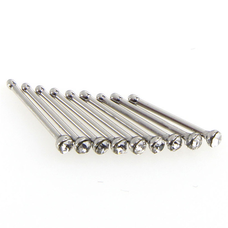 36pcs Anting Tindik Hidung Bahan Stainless Steel Dengan Kristal Berlian Imitasi