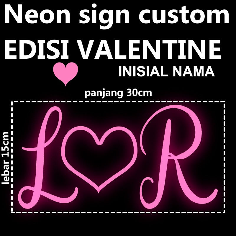 

hadiah unik valentine neon sign inisial nama