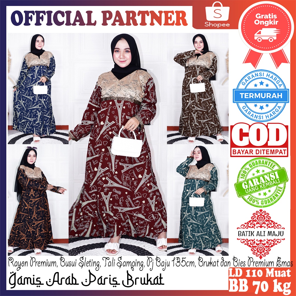 Baju Gamis Arab - Daster Arab Renda PARIS BROKAT Adem Nyaman Matt Rayon - Cocok Untuk Ibu dan Remaja