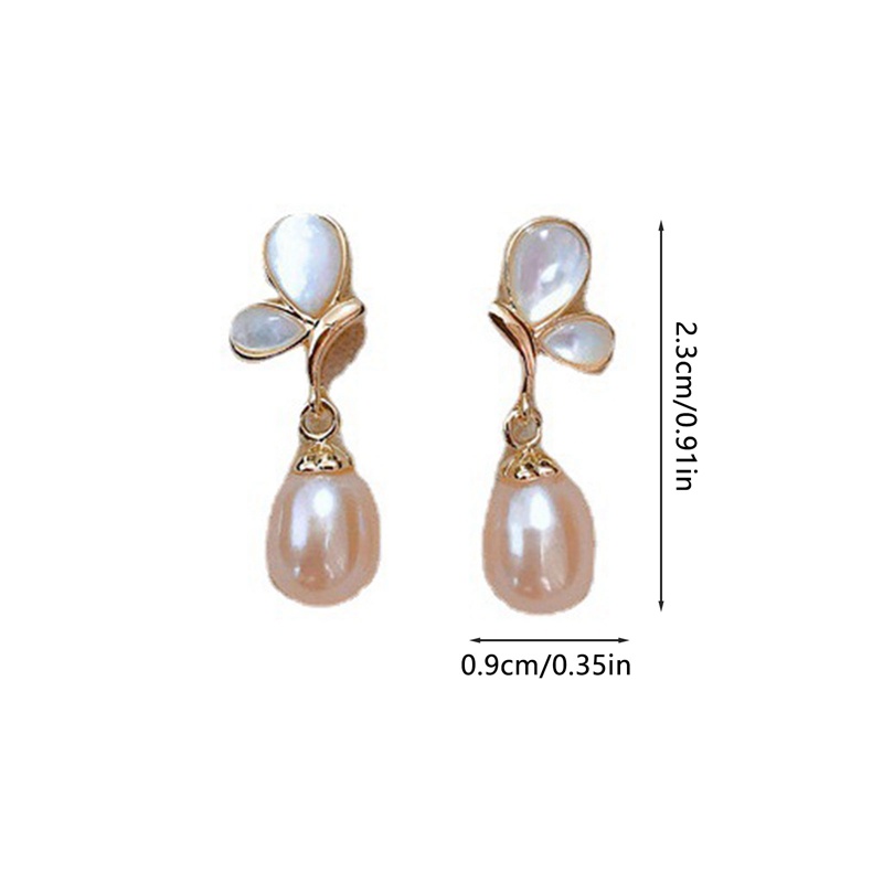 Anting Juntai Bentuk Kupu-Kupu Hias Mutiara Warna Pink Untuk Wanita Butterfly