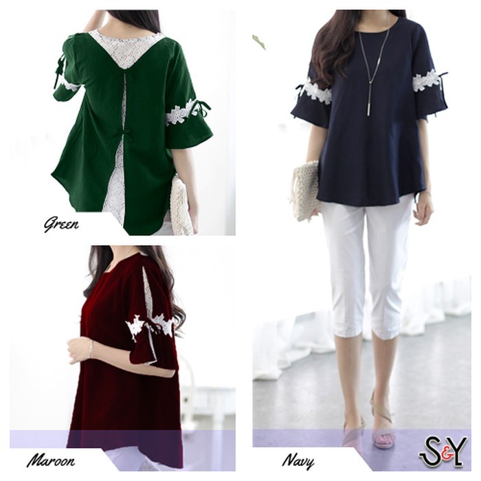 Atasan Wanita - Blus Sifon - Blouse Wanita Super Big Agnes Blouse Wanita Jumbo Produk Terbaik