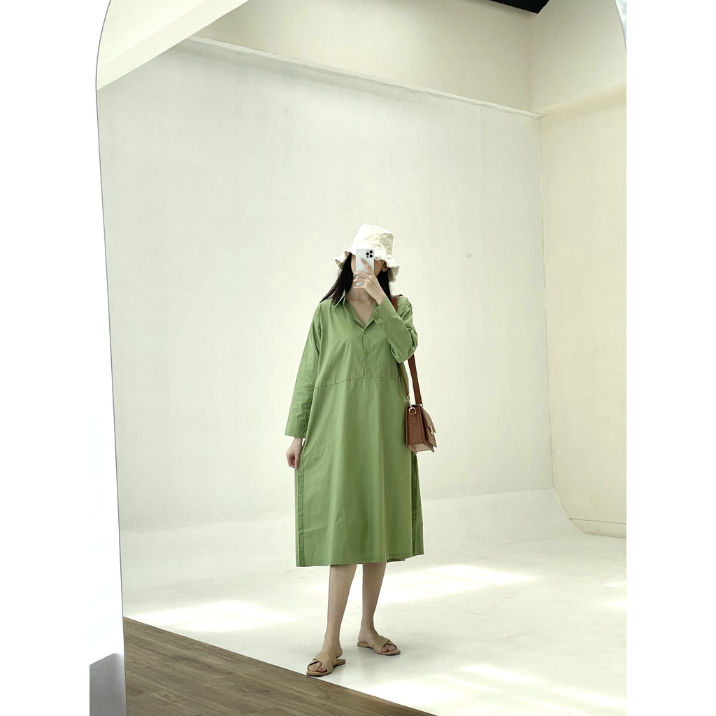 Derby Dress Olive Dotdtails - Dress Wanita