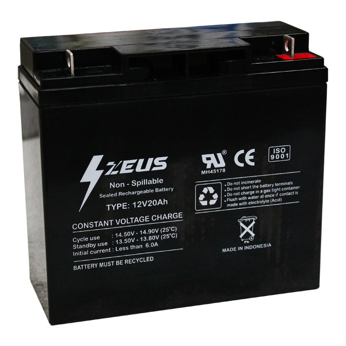 Aki Kering Panel Surya 12v 20ah 12 v 20 ah VRLA Zeus Baterai Kering MF