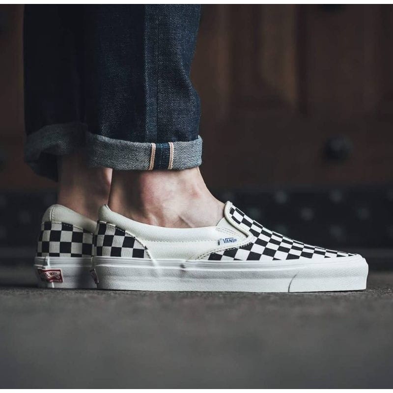 Sepatu Vans Slip On Mono OG Checkerboard Black White PREMIUM BNIB