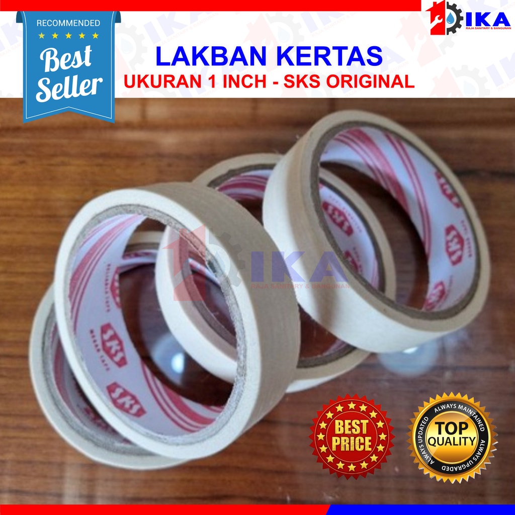 Masking Tape 1 inch l Lakban Kertas l Kertas Lem l Solasi l Isolatip T / SKS ORIGINAL KUAT MURAH