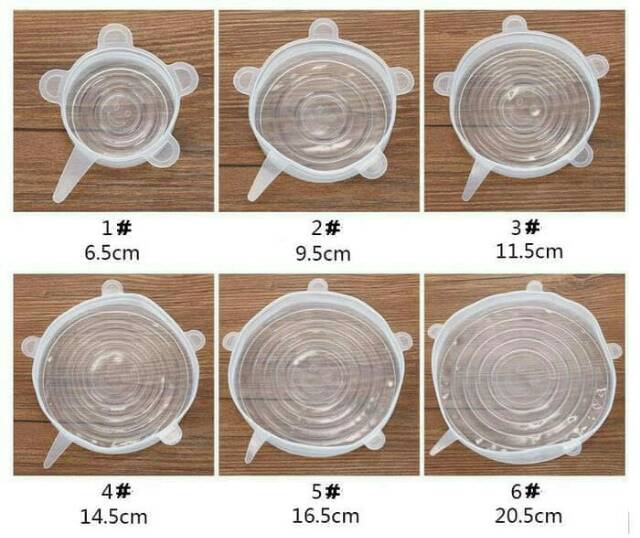 6 in 1 Stretch Bowl Cover Lid Silicone / food cover / penutup mangkok kaleng tupperware