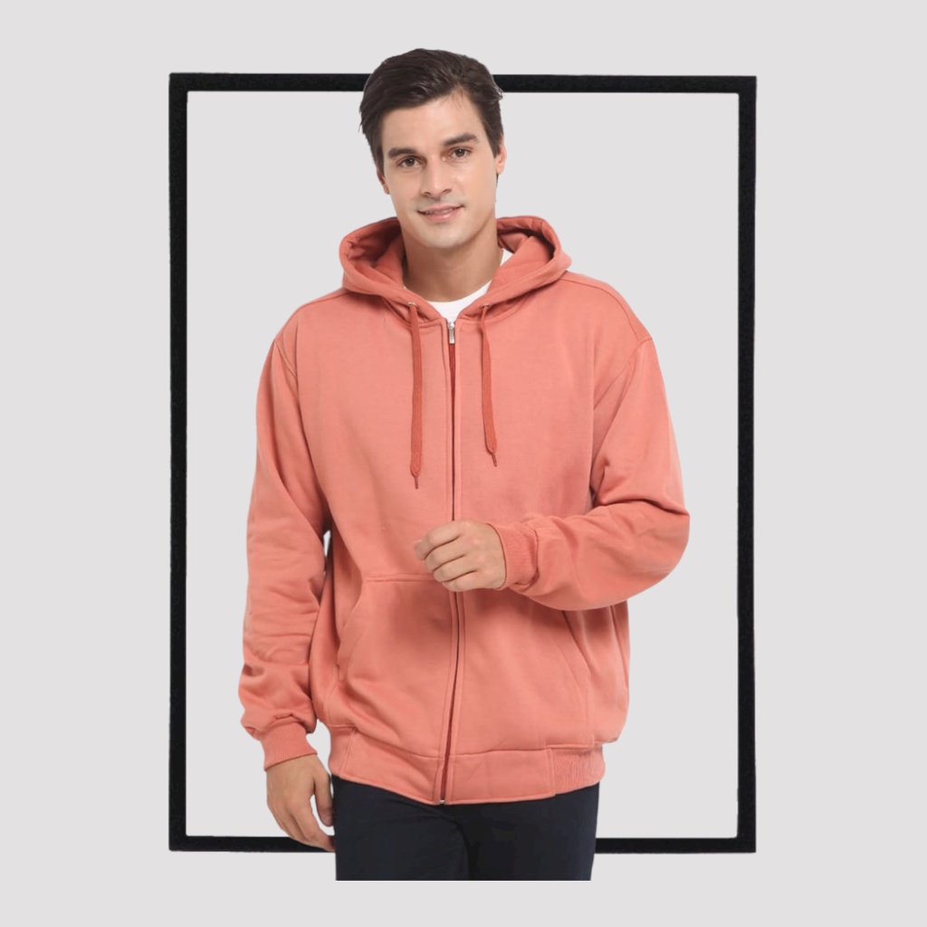 SWEATER_ID Hoodie Zipper Polos Pria Wanita Jaket Salem Salmon Polos Unisex