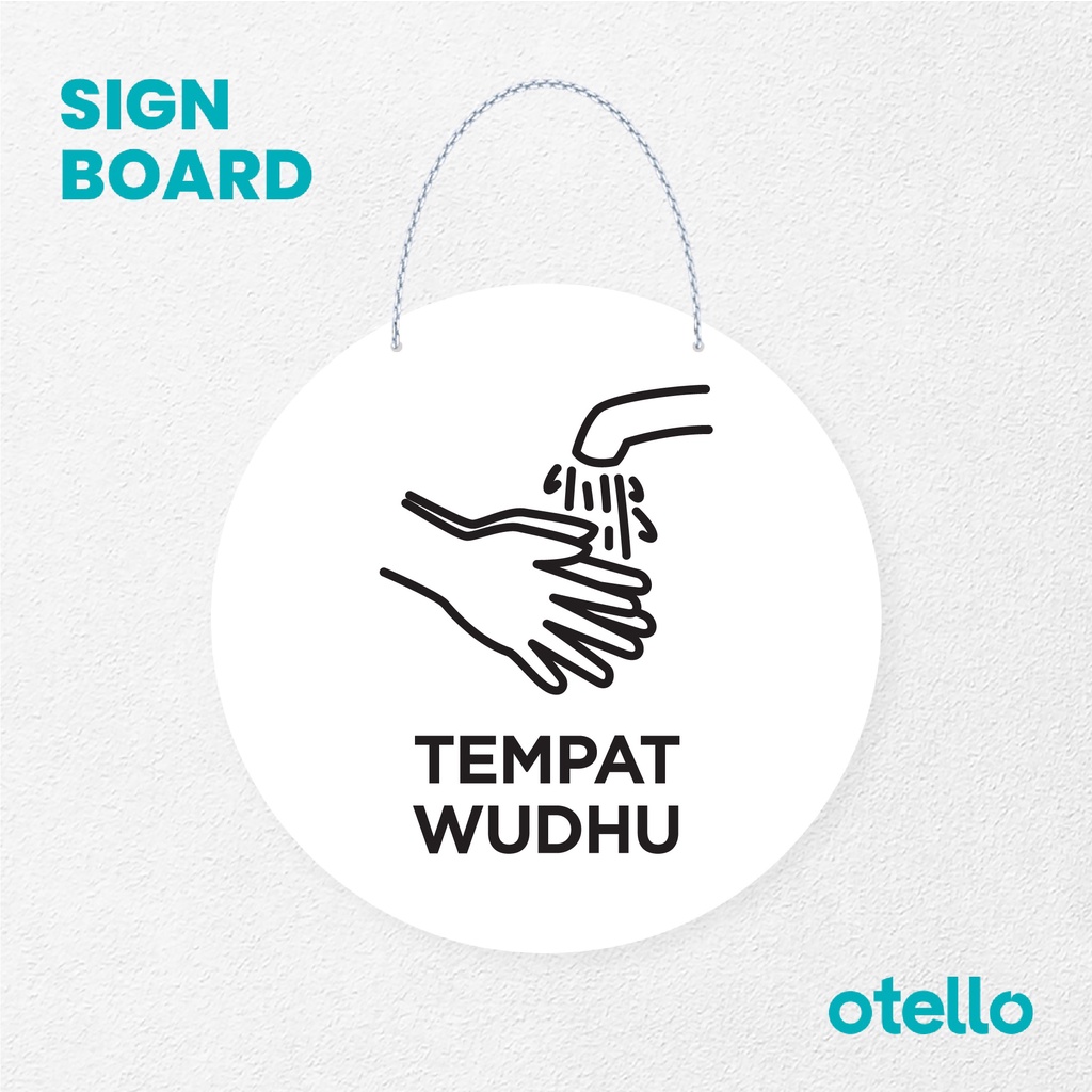 Otello Signage Tempat Wudhu Signage Board Acrylic Papan Gantung Akrilik Rantai Petunjuk Toko Modern Minimalist Kafe Restoran Kantor Gedung Cafe