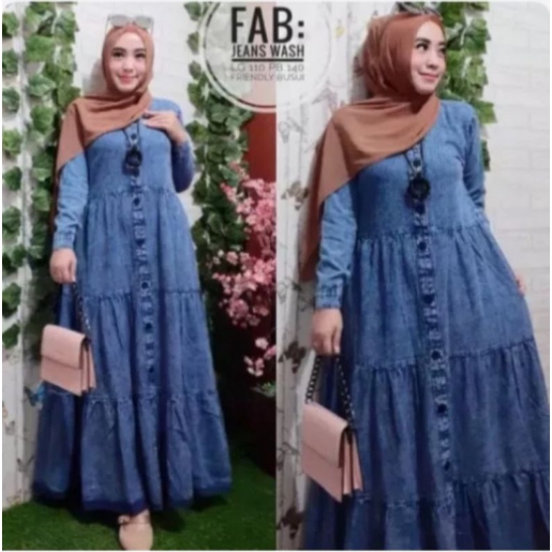 GAMIS JEANS FULL KANCING/GAMIS JEANS UMPAK/GAMIS PREMIUM/GAMIS JEANS WANITA/GAMIS JEANS JUMBO