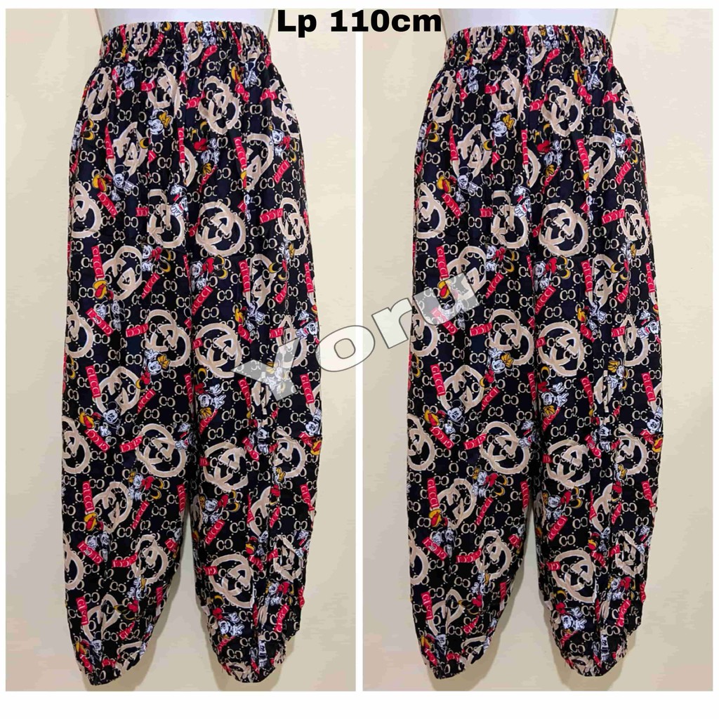 Pamelo.id Celana Joger Katun Rayon/3 Corak/Fashion Wanita/Celana Fashion Korea/Celana jogger/Celana Tidur Adem