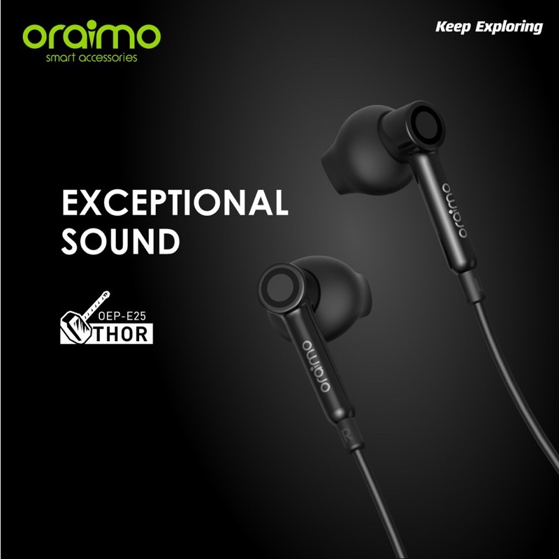 Oraimo OEP-E25 Headset / Earphone / Handsfree Kabel dengan Mic Universal 3.5mm IOS/Android - Garansi 1 Tahun