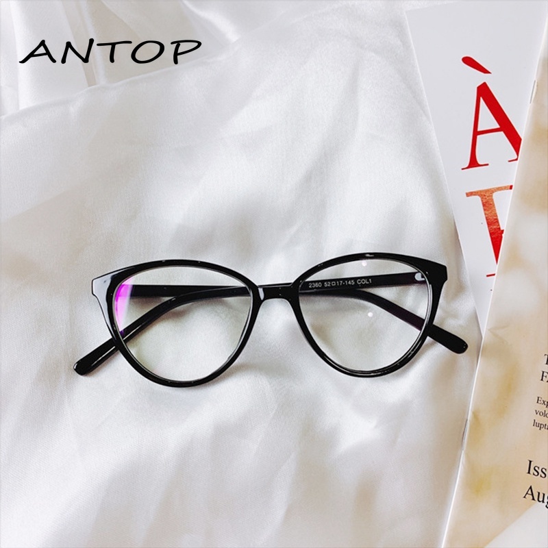 COD Kacamata Korea Wanita Kacamata Anti Radiasi Wanita Leopard Fashion Cat Eye retro flat Optical Eyeglasses ANTOP