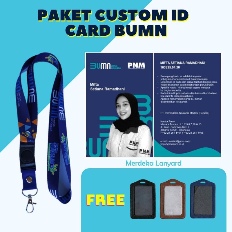 CUSTOM ID CARD BUMN bumn pnm mekaar mandiri bri bca pln idcard satuan Lanyard tali gantungan bumn akhlak