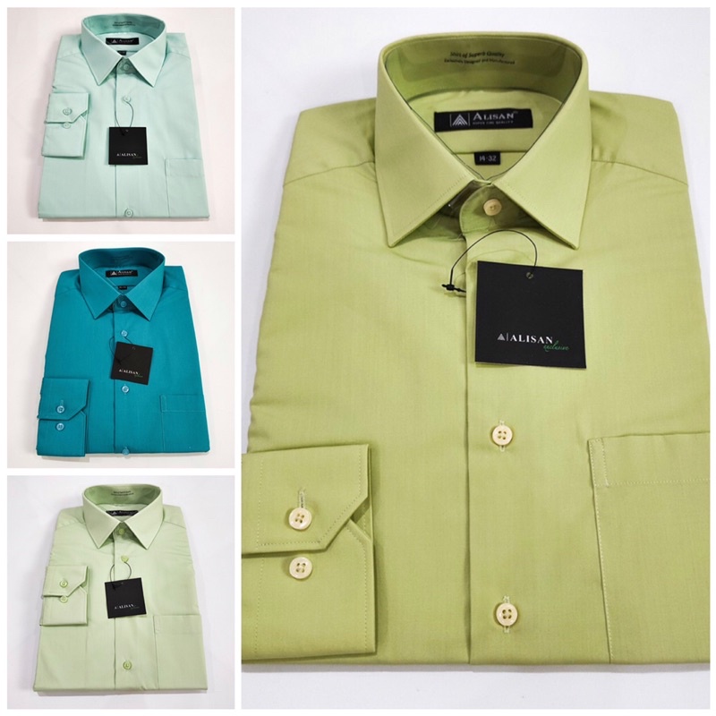 Kemeja Alisan Lengan Panjang Pria Polos Hijau, Mint, Avocado, Matcha, H2, H5, H9, H12