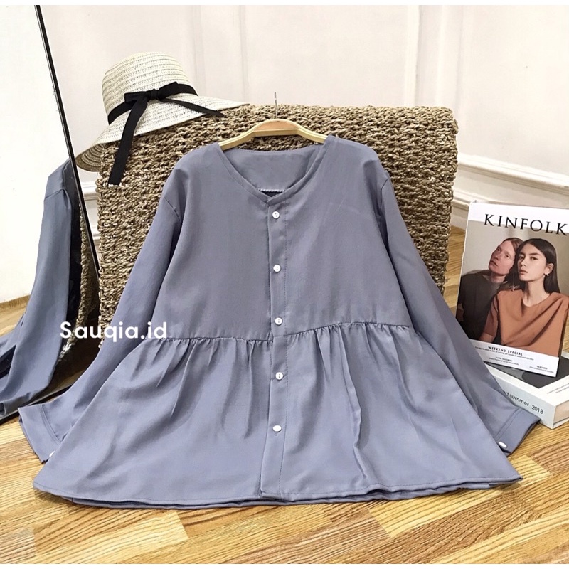 DELVINA BLOUSE KANCING / BLOUSE MUSLIM WANITA TERBARU