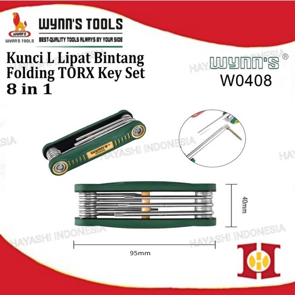 Kunci L Lipat Type Bintang / Torx - Wynns W0408