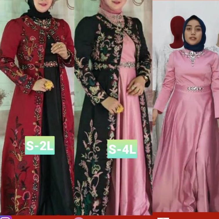 Baju Gamis Pesta Mewah Bibiq 35651 Bibiq Fashion Gamis Brukat Mewah Bahan Satin
