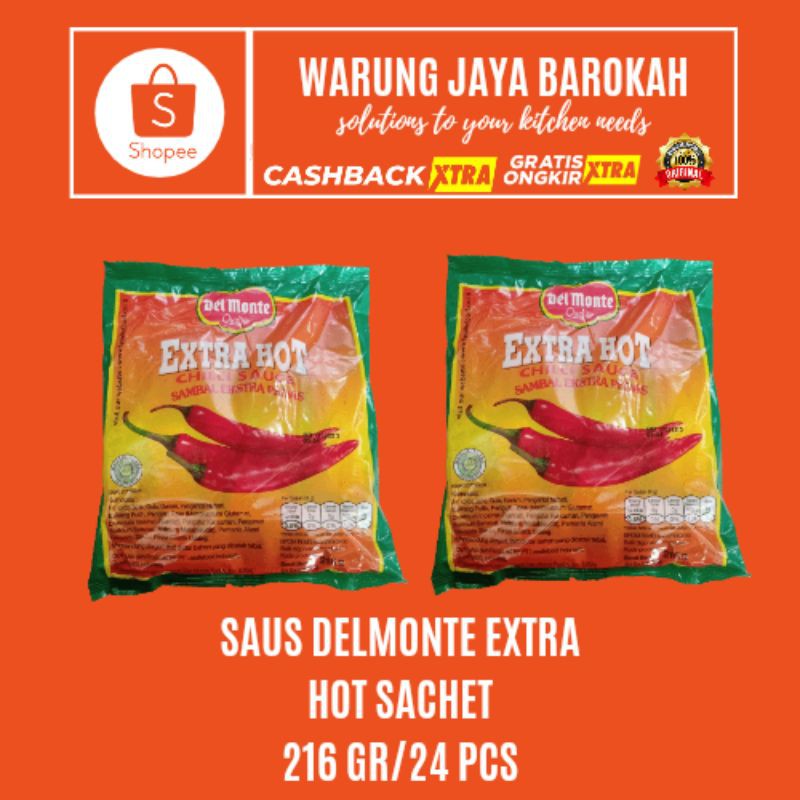 

SAUS DELMONTE/SACHET/9 GRAM/216 GRAM/EXTRA HOT/SAOS/24 PCS/PENYEDAP/BAHAN POKOK/GROSIR/MURAH/HEMAT